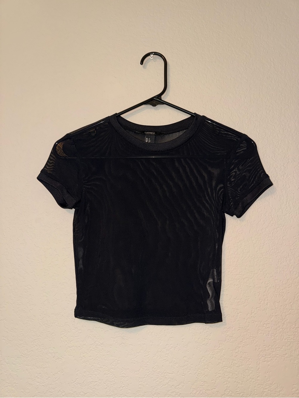 Forever 21 Black Sheer Mesh Short Sleeve Tee